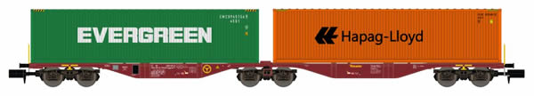 REE Modeles NW-103 - Flat Car Sggrss 80 with Container Loads EVERGREEN and HAPAG-LLOYD